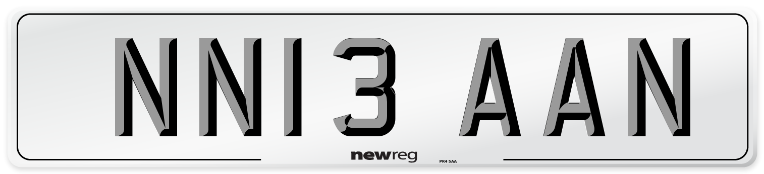 NN13 AAN Number Plate from New Reg